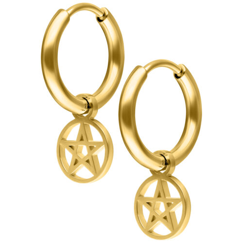 Mini Pentagram Hoops Pair - Kultainen metalli
