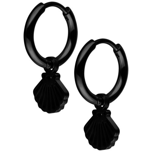 Mini Shell Hoops Pair - Musta metalli