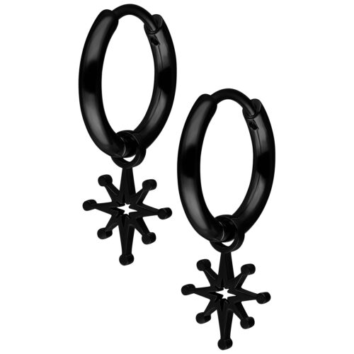 Mini Polar Star Hoops Pair - Musta metalli