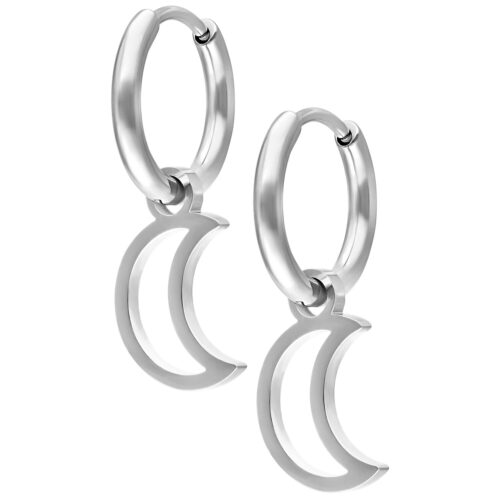 Mini Moon Hoops Pair - Hopeinen metalli