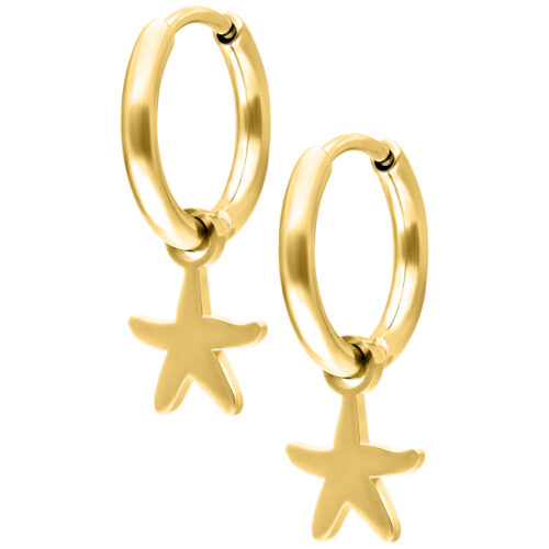 Mini Starfish Hoops Pair - Kultainen metalli