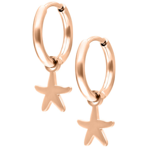 Mini Starfish Hoops Pair - Ruusukultainen metalli