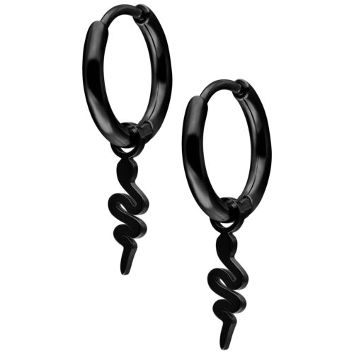 Mini Snake Hoops Pair - Musta metalli