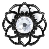 Musta Push-Fit Labret mandala-kuviolla ja kirkkaalla kristallilla