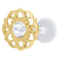 Kultainen Mandala Flower Labret kirkkaalla kristallilla valkoisella taustalla