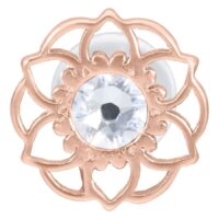 Ruusukultainen Mandala Flower Labret kirkkaalla kristallilla valkoisella taustalla