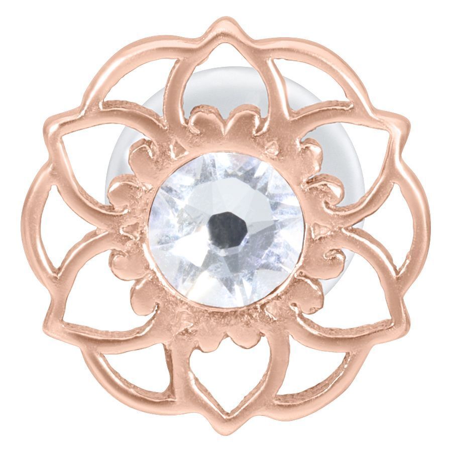 Ruusukultainen Mandala Flower Labret kirkkaalla kristallilla valkoisella taustalla