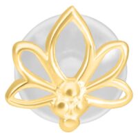 Kultainen Lotus Labret -koru Push-Fit kiinnityksellä valkoisella taustalla