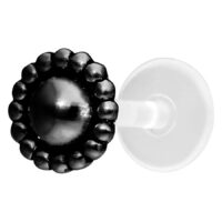 Musta Nub Labret Push-Fit mekanismilla valkoisella taustalla