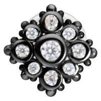 Musta Florescence Push-Fit Labret kristalleilla Musta labret kirkkailla kristalleilla valkoisella taustalla