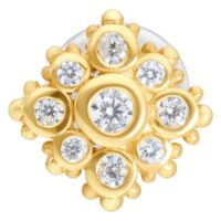 Kultainen Push-Fit Labret kristalleilla Kultainen labret kirkkailla kristalleilla valkoisella taustalla