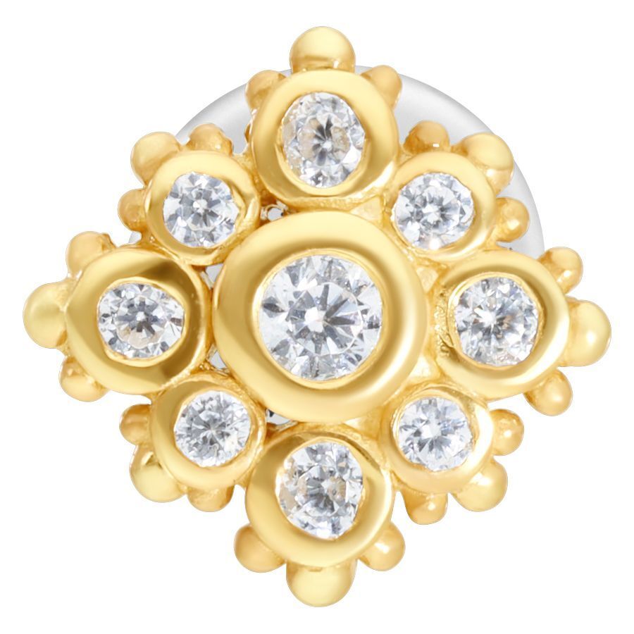 Kultainen Push-Fit Labret kristalleilla Kultainen labret kirkkailla kristalleilla valkoisella taustalla