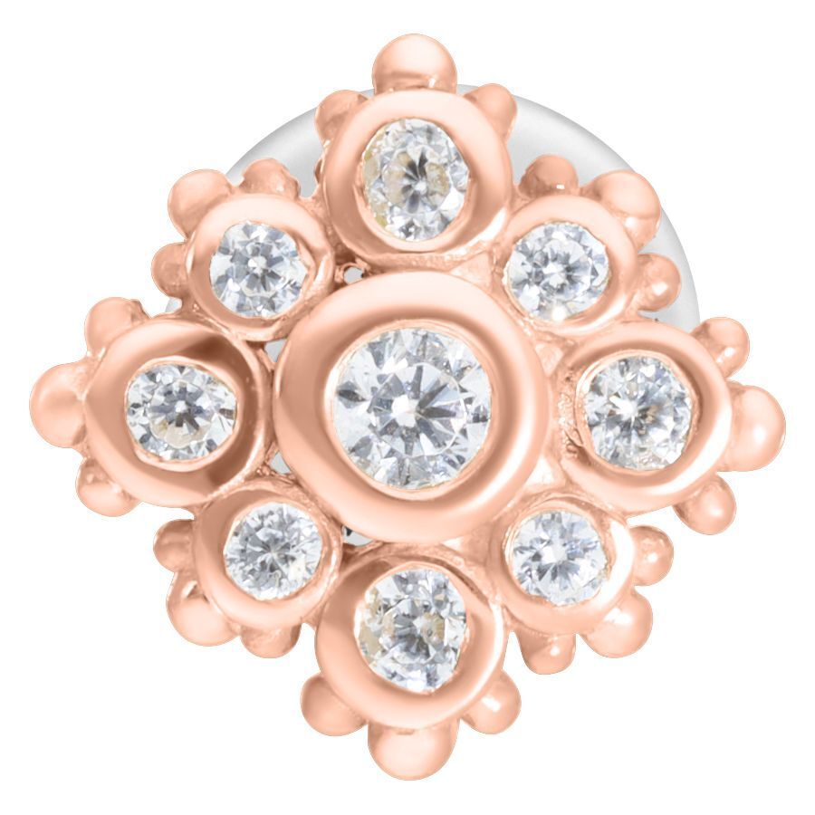 Ruusuinen Push-Fit Labret kirkkailla kristalleilla valkoisella taustalla