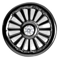 Musta Suncircle Push-Fit Labret kristallilla Musta labret Push-Fit järjestelmällä ja keskellä kristalli valkoisella taustalla