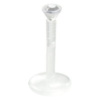 Transluzenter Push-fit Labret mit klarem Kristall Transparenter Labret-Stecker mit klarem Kristall auf weißem Hintergrund