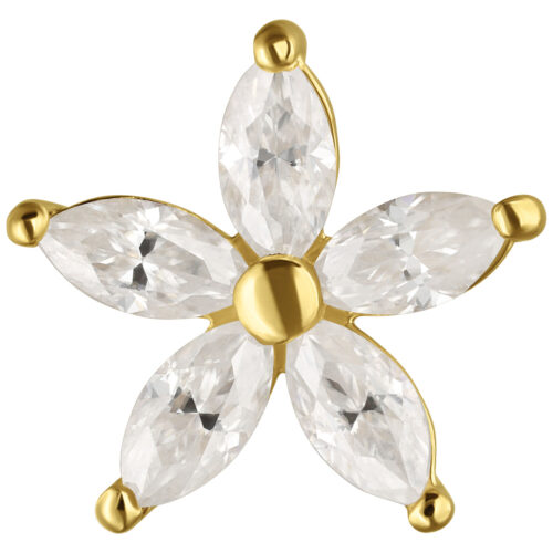 14K Gold Push-Fit Moissanit Flower Attachment
