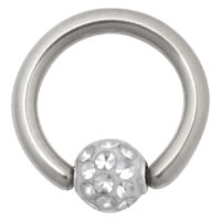 Silberner Titan Clip in Ring mit kristallklarer Kugel, 6,0 mm Durchmesser