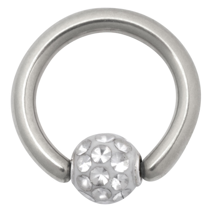 Silberner Titan Clip in Ring mit kristallklarer Kugel, 6,0 mm Durchmesser
