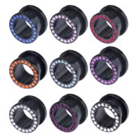 Bunter Darkside Multi Jewelled Tunnel Schwarzer Tunnel mit Kristallen in Blau, Rosa, Orange und mehr auf weißem Hintergrund