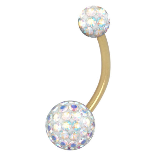 Kultainen napakoru Aurora Boreale -kristalleilla, 8mm pituus