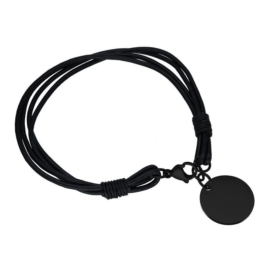 Musta rannekoru kirurginteräksestä 316L kaiverrettavalla pinnalla