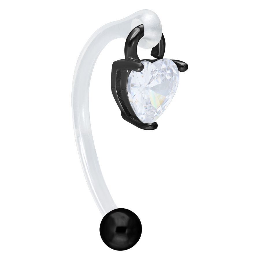 Musta intiimi Bananabell kirkkaalla sydänkristallilla valkoisella taustalla