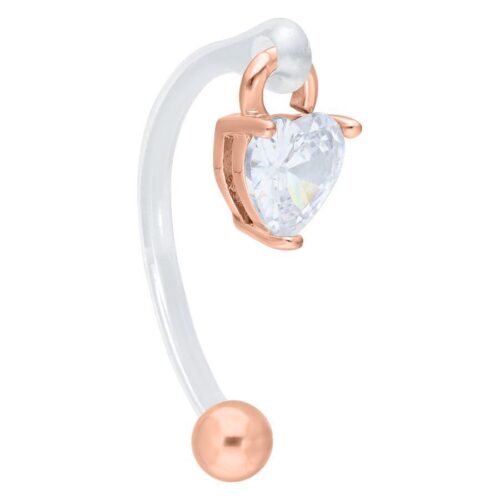 Intiimi Bananabell PTFE:stä ruusukultaisella sydänriipuksella ja kirkkaalla kristallilla