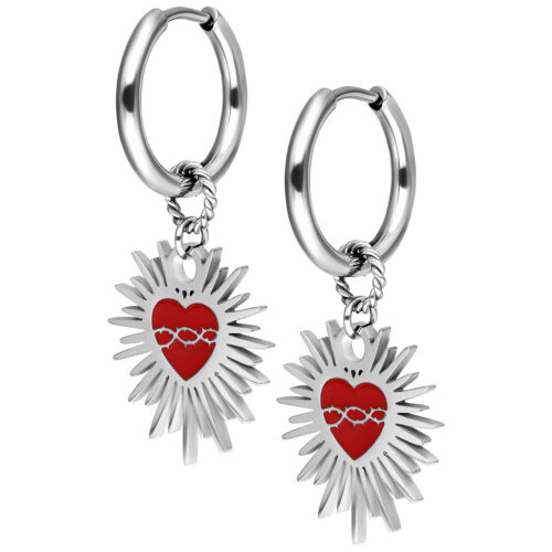 Enamel Sacred Heart Barbed Wire Hoops - Korvakorut (pari)
