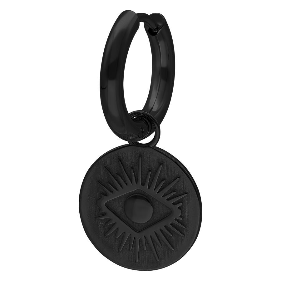 Musta korvakoru silmäkuviolla valkoisella taustalla