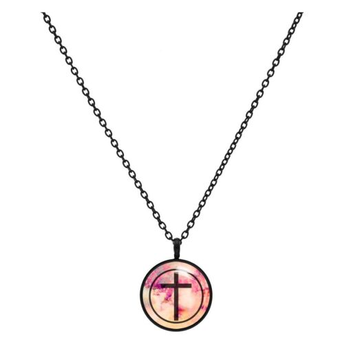 Cross Black Pink Kette - Musta metalli