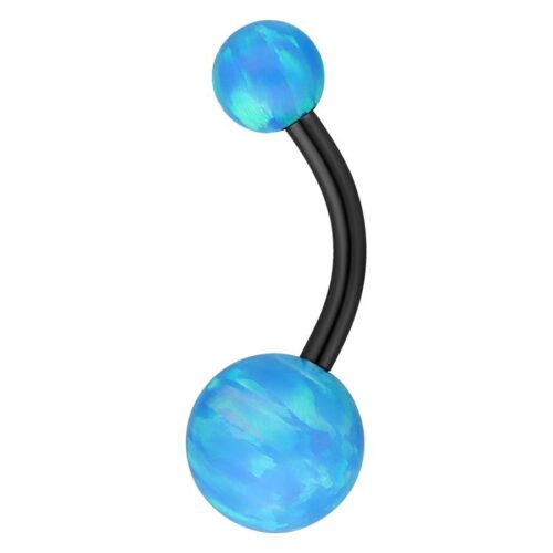 Napabellanabell vaaleansinisellä opaalilla ja mustalla titaanitangolla