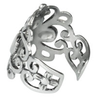 Hopeinen Earcuff Florescence Wildcatilta Hopeinen earcuff kukkakuviolla valkoisella taustalla