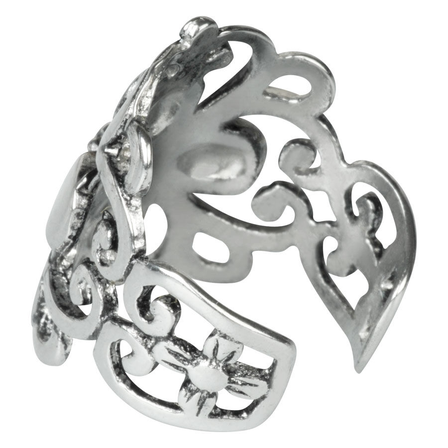 Hopeinen Earcuff Florescence Wildcatilta Hopeinen earcuff kukkakuviolla valkoisella taustalla