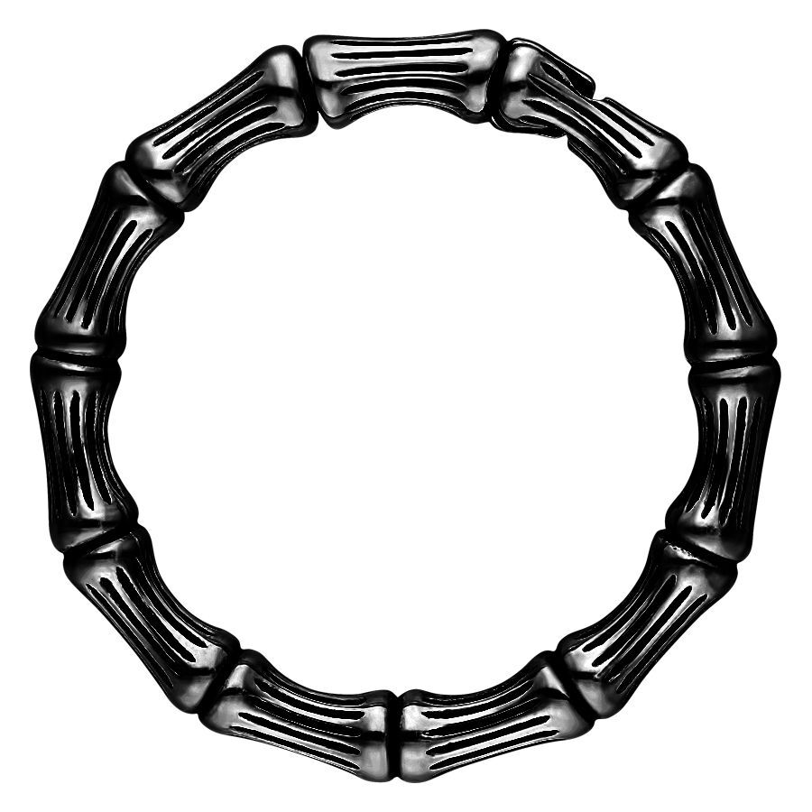 Musta Bonechain korvapaino kirurginteräksestä valkoisella taustalla