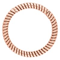 Pyöreä korvakoru ruusukullassa, jossa on kierretty köysikuvio valkoisella taustalla