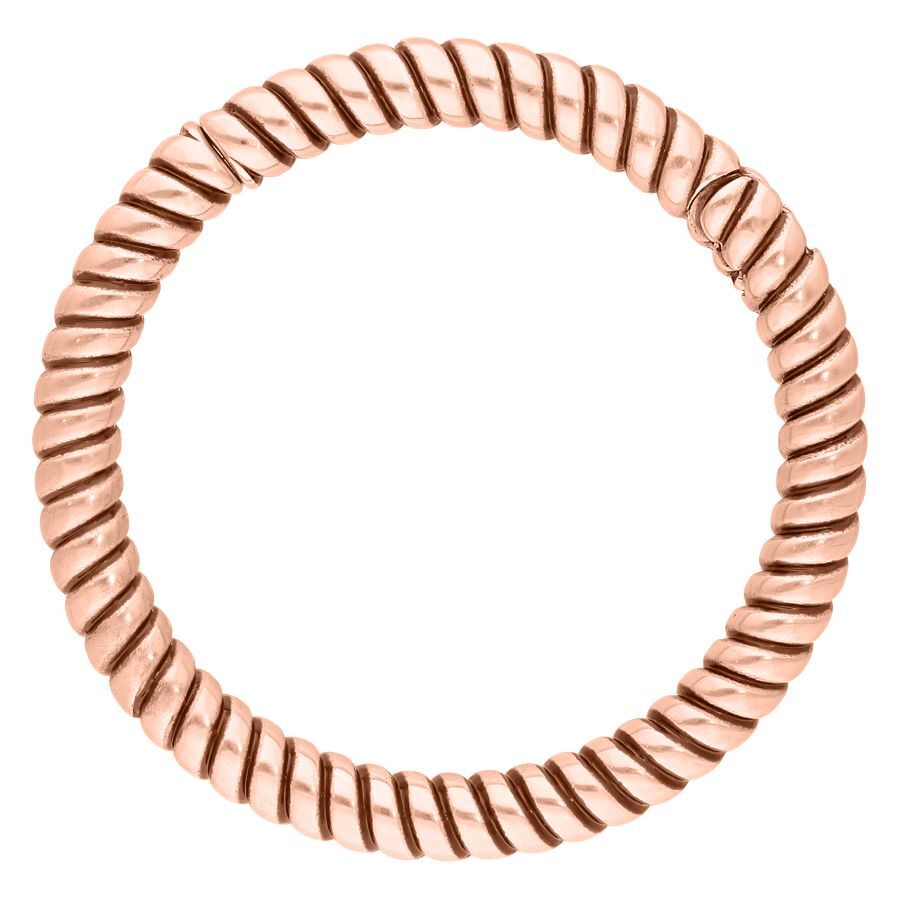 Pyöreä korvakoru ruusukullassa, jossa on kierretty köysikuvio valkoisella taustalla