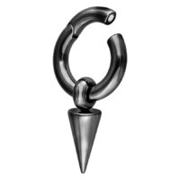 Musta kirurginteräksinen korvapaino Musta kirurginteräksinen 316L korvapaino kartiomaisella riipuksella, studiotausta