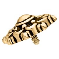 Kultainen Mandala Labret kirurginteräksestä sisäkierteellä valkoisella taustalla