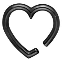 Musta sydän korvapaino, 5 mm paksuus, 35 mm sisähalkaisija, valkoisella taustalla