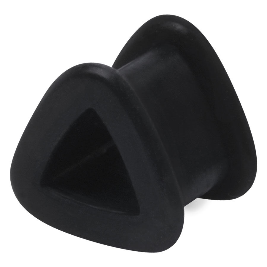 Schwarzer dreieckiger Tunnel aus Silikon, Größe 16 mm, auf weißem Hintergrund