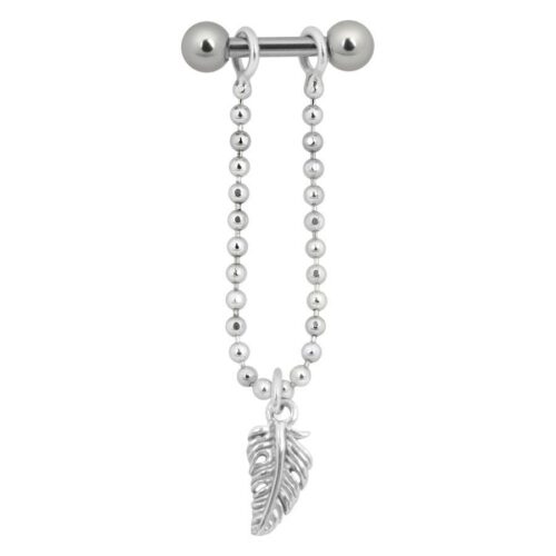 Ear Pendant Feather - Hopeinen metalli