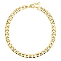 Kultainen Chunky-kaulakoru kirurginteräksestä 316L valkoisella taustalla