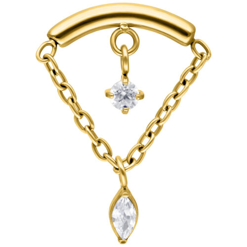 Double Jewelled Hidden Helix Push Fit Attachment - Kultainen metalli