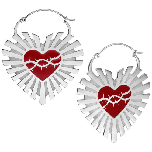 Barbed Wire Sacred Heart Hoops - Korvakorut (pari)