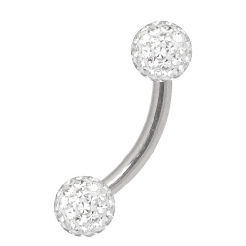 Napakoru Bananabell kristallinkirkkailla palloilla, 6,0 mm pituus, hopeinen titaani