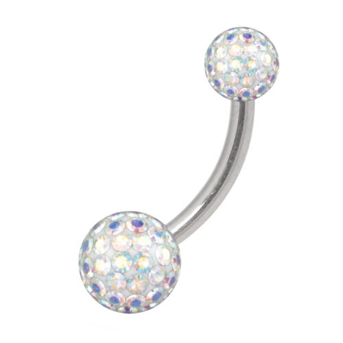 Hopeinen titaaninen Bananabell Aurora Boreale -kristalleilla valkoisella taustalla