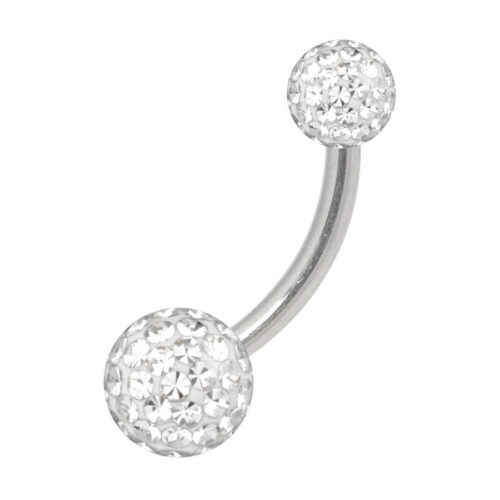 Silbernes Titan Bananabell mit klaren Kristallen, Kugeln 4mm/6mm