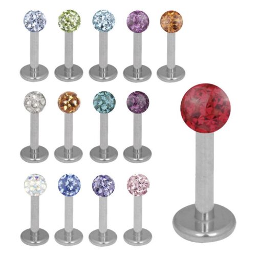 Silver Titan Multi Jewelled Labret -lävistyskoru