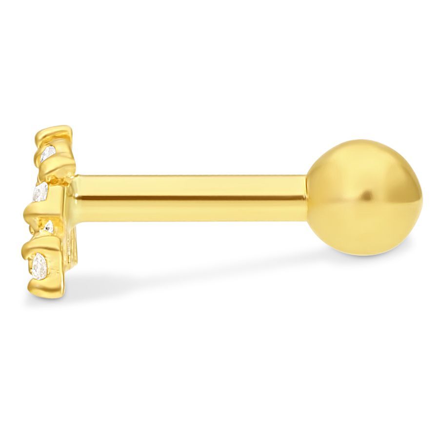 18k Earbarbell Four Crystals 18k Earbarbell Four Crystals