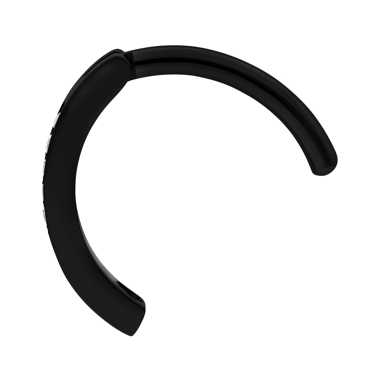 Musta napakoru clicker titaanista kristalleilla valkoisella taustalla